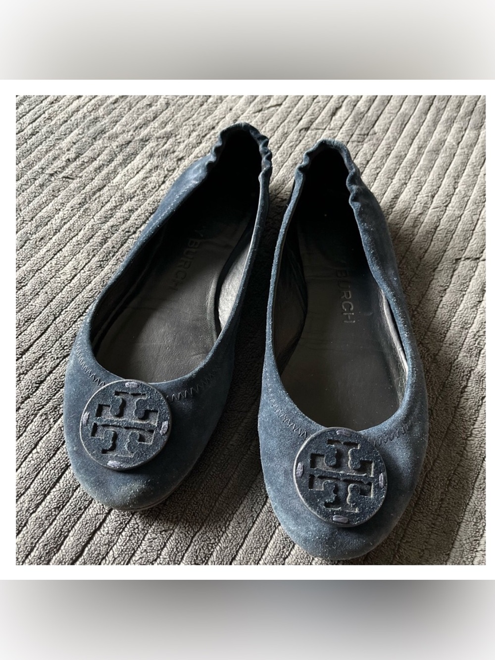 Tory Burch ‘Minnie’ Navy Suede Ballet Flats